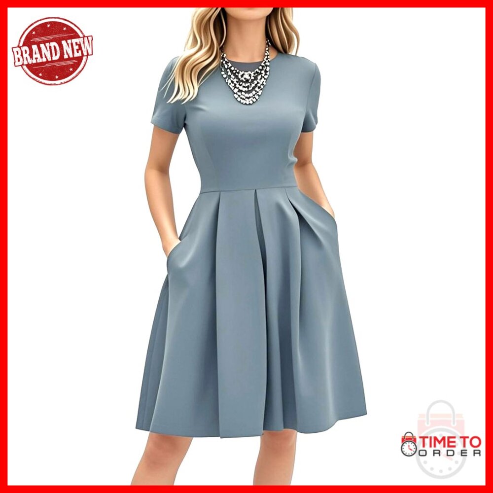 Vintage A-Line Swing Dress Elegant Formal Party Wear With Pockets
